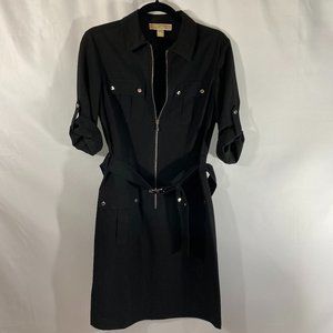 Michael Kors Black Dress w/ Zipper Front and Belt